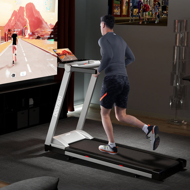 DeerRun A1 Pro Move+  6% Incline Foldable Treadmill——2025 Upgraded Chip & NFC Support | 350Lbs, 10mph Silver