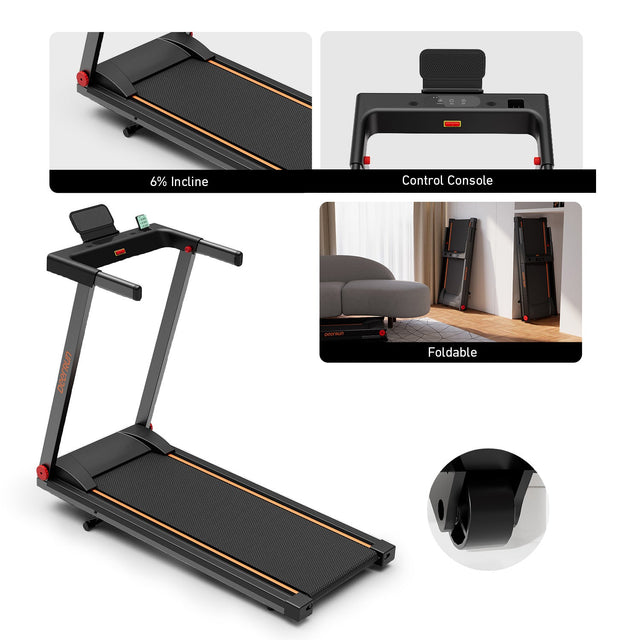 DeerRun A1 Pro Move+  6% Incline Foldable Treadmill——2025 Upgraded Chip & NFC Support | 350Lbs, 10mph Black