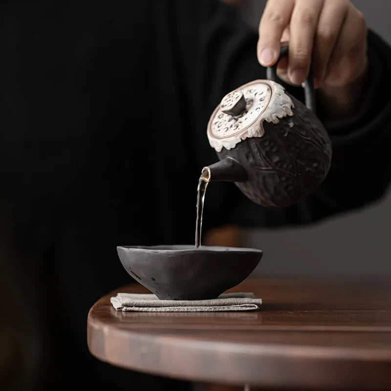 90 ml Japanese Wabi-Sabi Ceramic Tea Cup – Handmade Lotus Master Cup