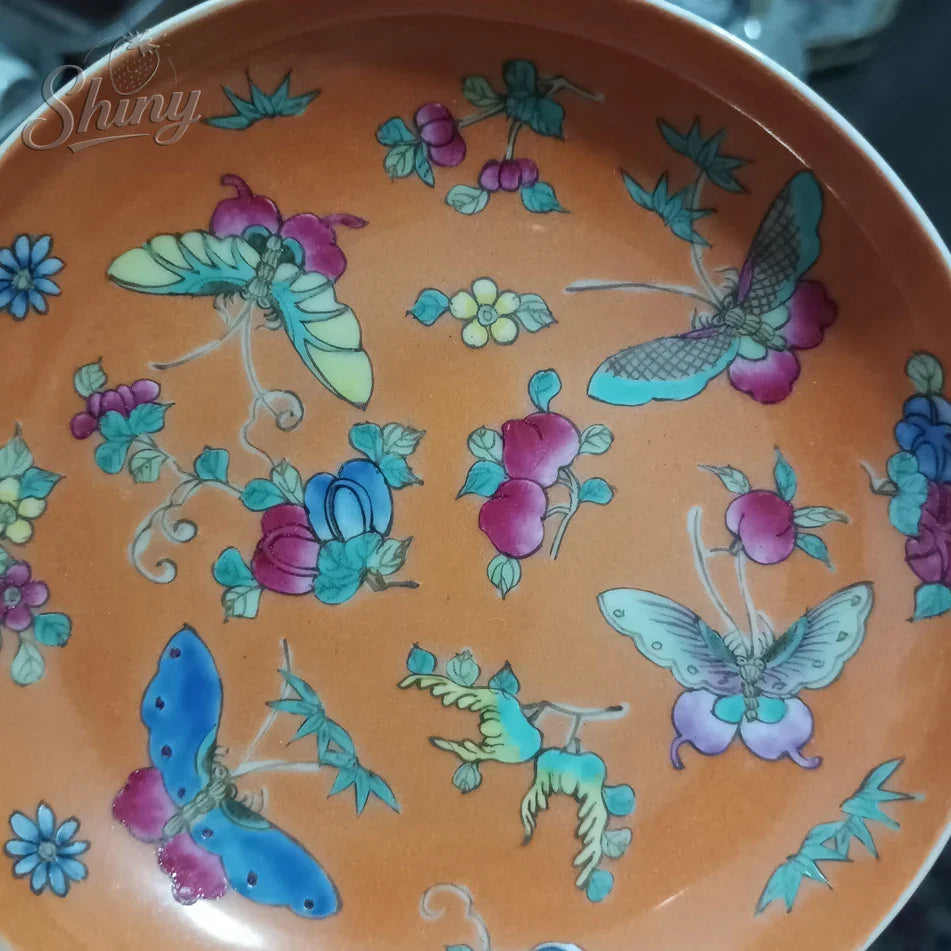 Qing-Style Jingdezhen Butterfly Plate – Pastel Porcelain Ornament Tray (5.5")