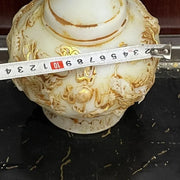 Qianlong Jade Carved and Gilded Dragon Reliefs Decorative Vase Ornament