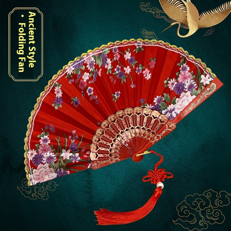 Handmade Silk Chinese Dance Fan with Tassel
