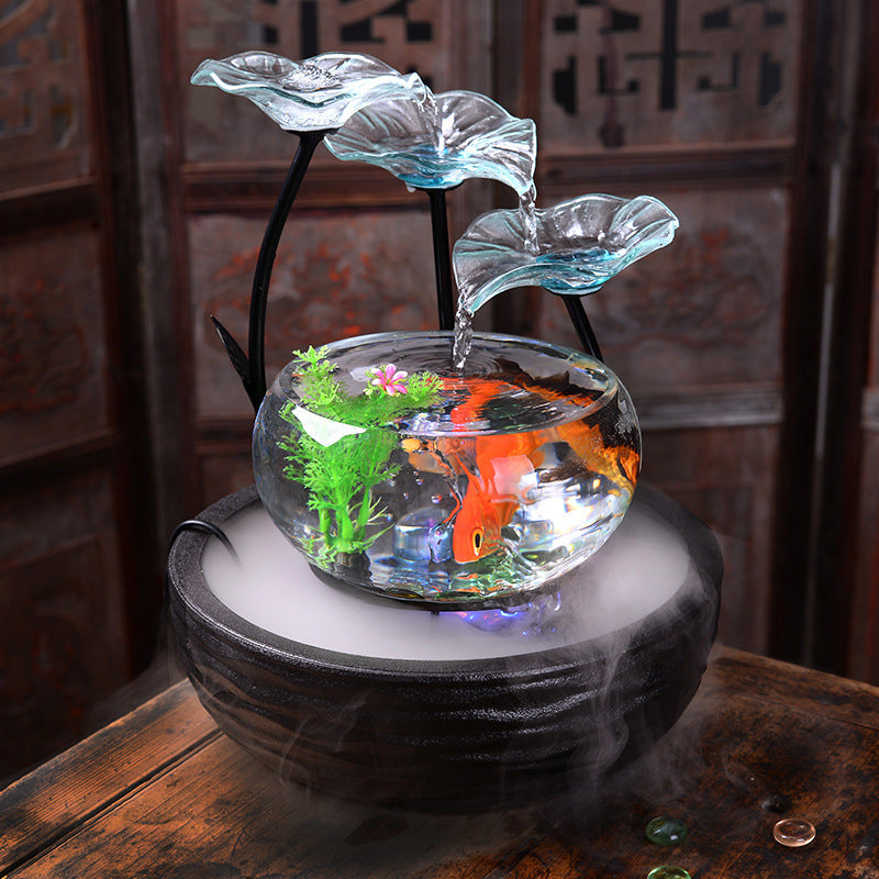 Desktop Water Fish Tank & Bonsai Ornament – Asian Home Decor