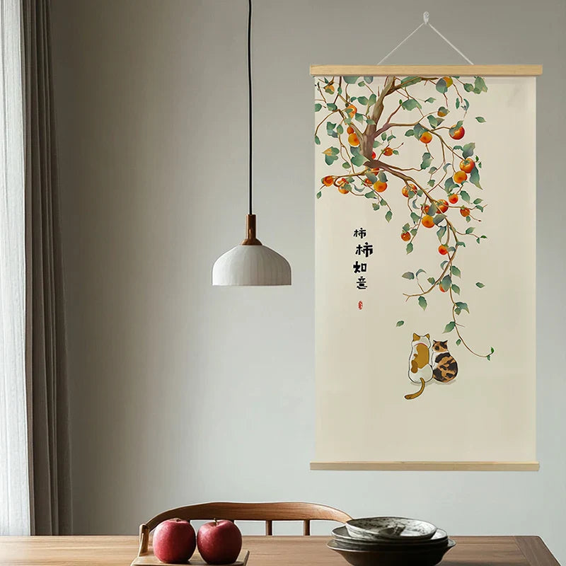 Japanese Ukiyoe Canvas Posters And Prints Home Decoration Painting Wall Art Picture With Solid Wood Hanging Scroll