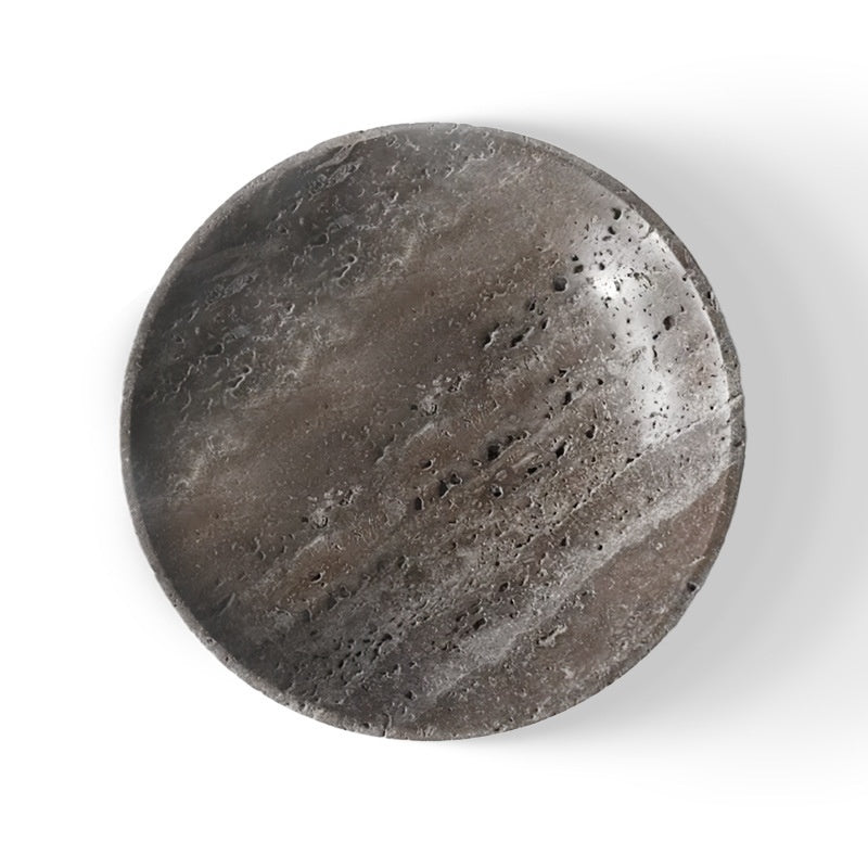 Wabi-sabi-inspired Vintage Gray Travertine Tray With A Sophisticated Vibe