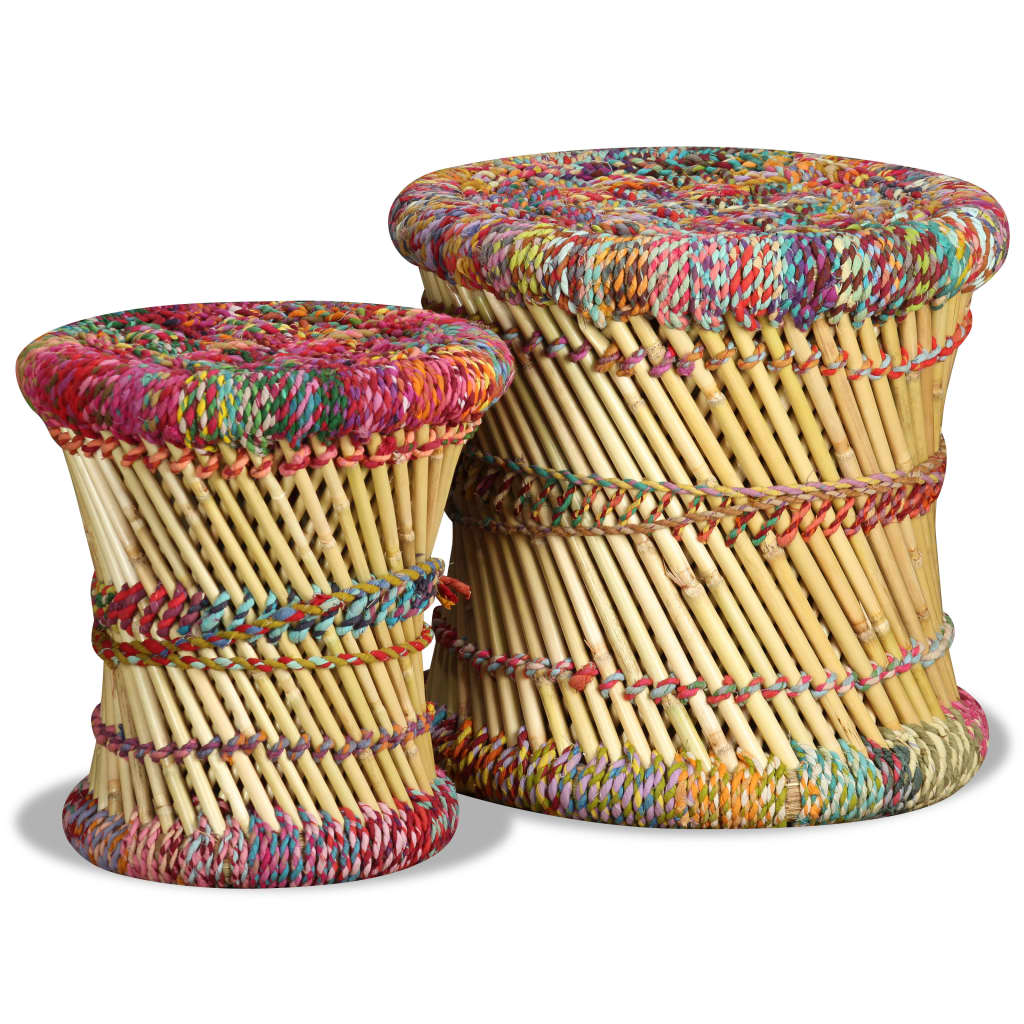Handwoven Chindi Stool Set (2 Pieces)