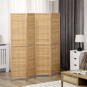 Hand Woven Room Divider, 4 Panel Bamboo Folding Privacy Screen for Home Office, 47.25"x67"x0.75", Natural