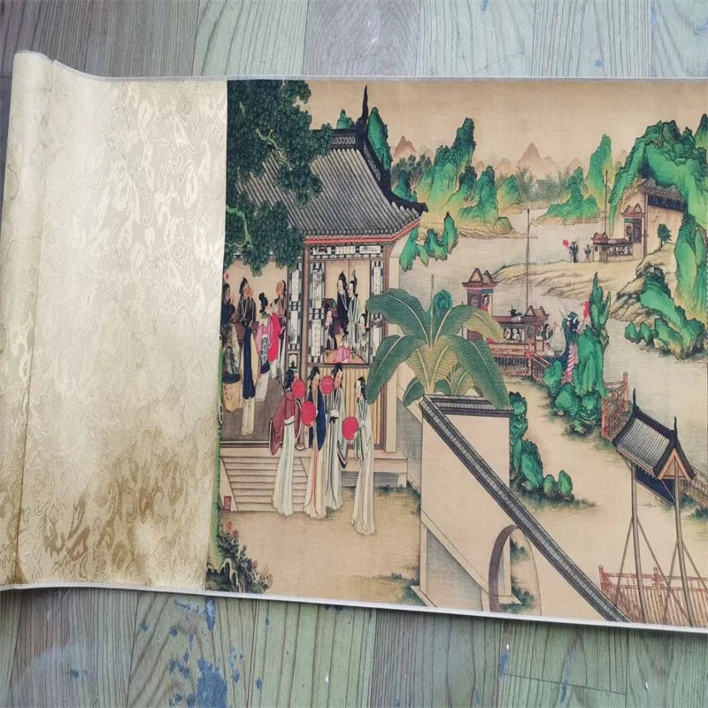 Vintage Chinese Long Scroll – Sun Wen’s “Dream of the Red Chamber” Paper Painting