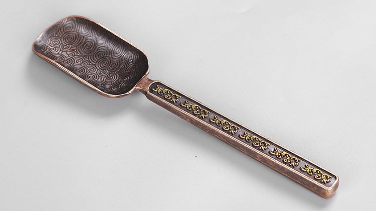 Carved Fu Character Auspicious Clouds Pattern Tea Shovels