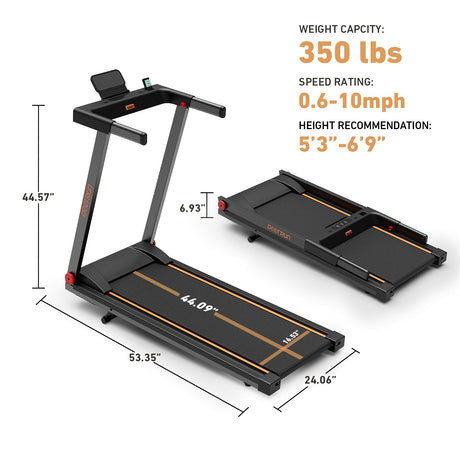 DeerRun A1 Pro Move+  6% Incline Foldable Treadmill——2025 Upgraded Chip & NFC Support | 350Lbs, 10mph Black