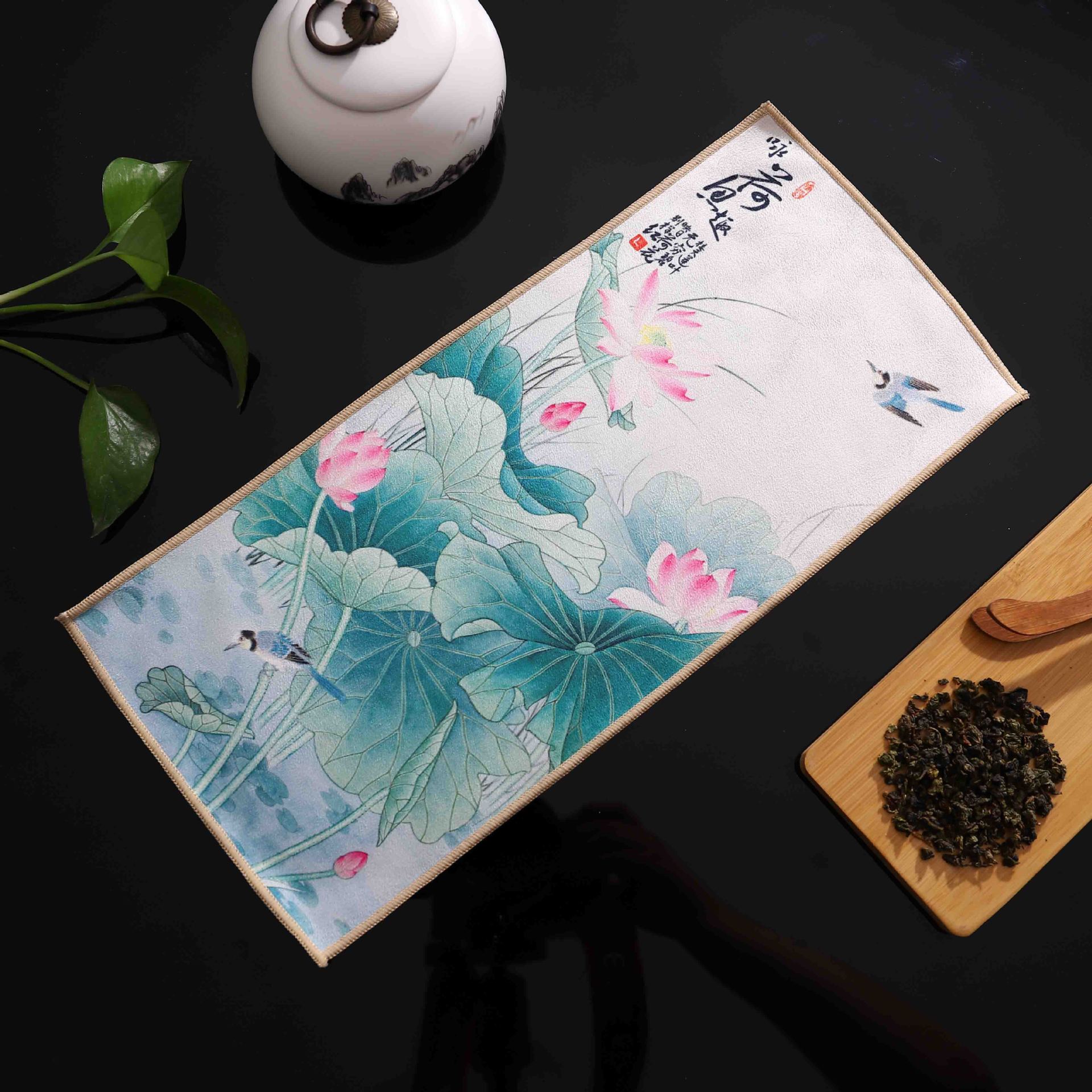 Deerskin Chinese Velvet Painted Zen Absorbent Tea Towel Cloth