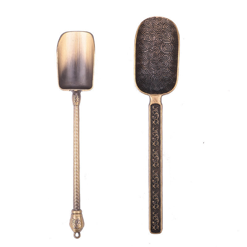 Carved Fu Character Auspicious Clouds Pattern Tea Shovels