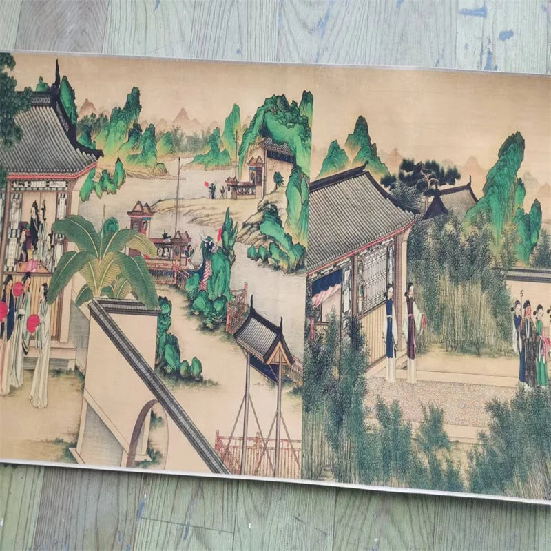 Vintage Chinese Long Scroll – Sun Wen’s “Dream of the Red Chamber” Paper Painting