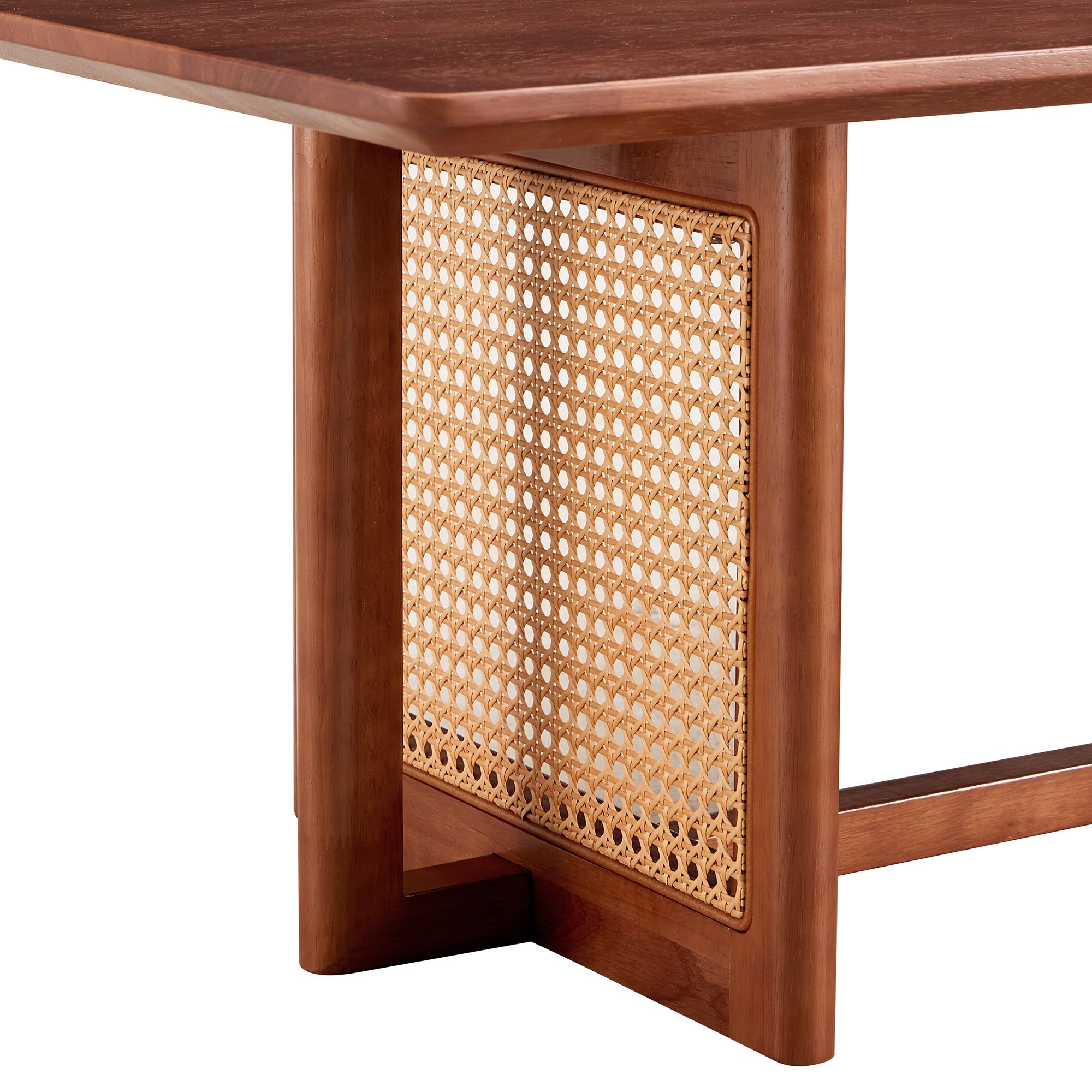 Chinese Style Imitation Rattan Tea Table Walnut Color