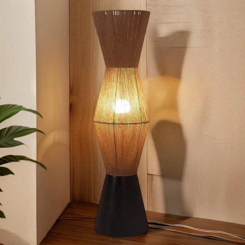 Japanese Wabi-Sabi Woven Rattan Floor Lamp