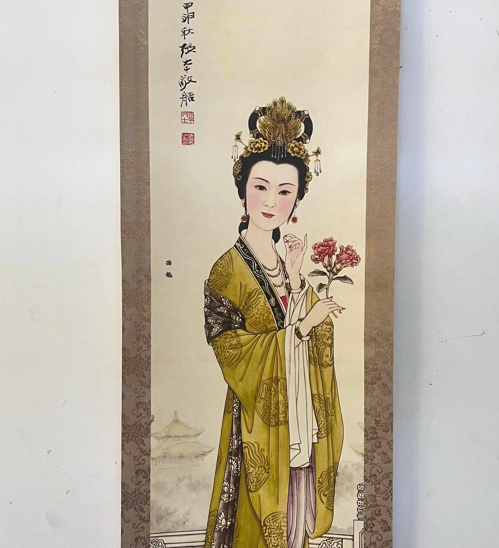 Four Beauties Chinese Portrait Panel Set – Four‑Panel Central Hanging Artwork