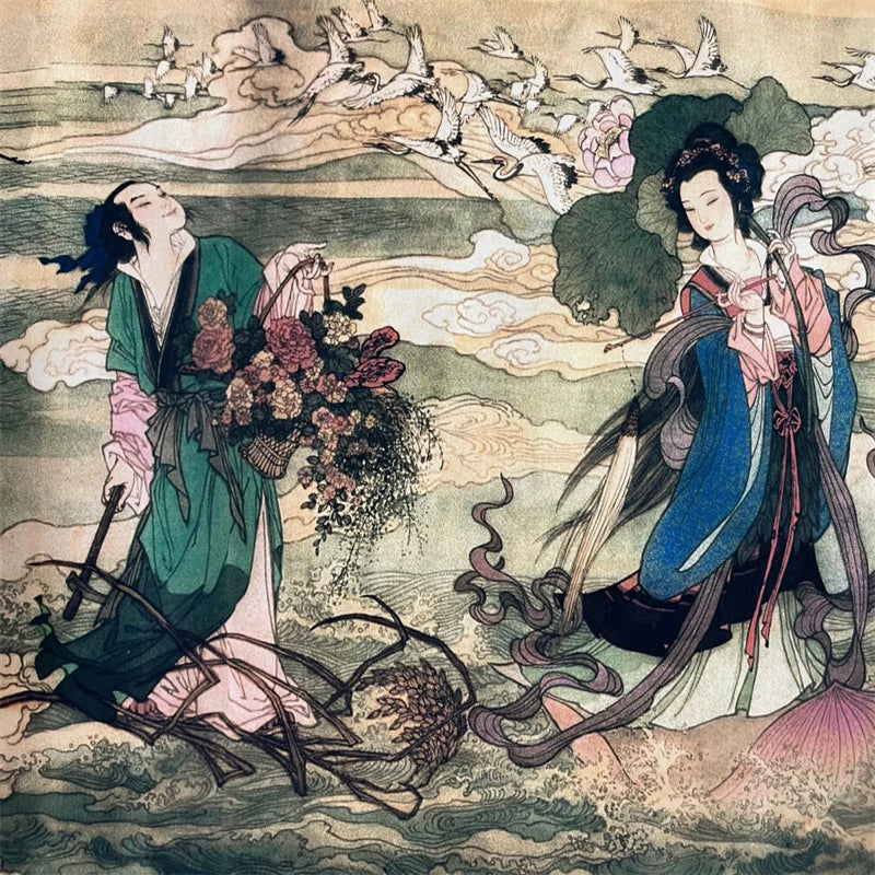 Zhang Daqian “Eight Immortals Crossing the Sea” Long Scroll – Watercolor Painting (220×30cm)