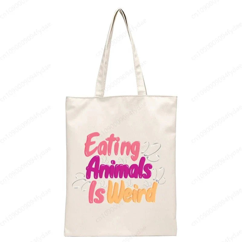 Vegan Women's Canvas Tote: Foldable & Reusable Eco Shopping Bags