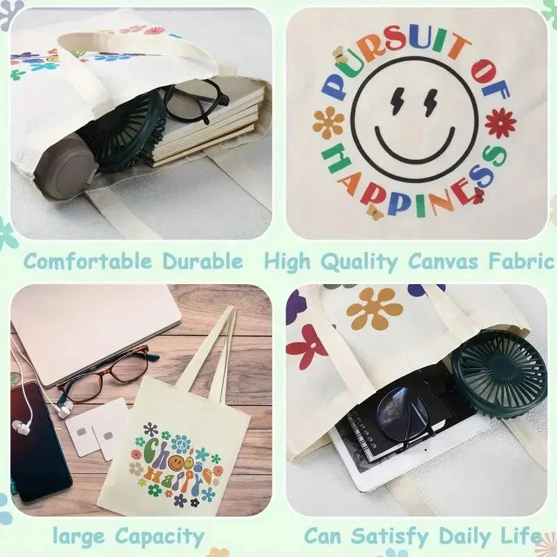 Vegan Women's Canvas Tote: Foldable & Reusable Eco Shopping Bags