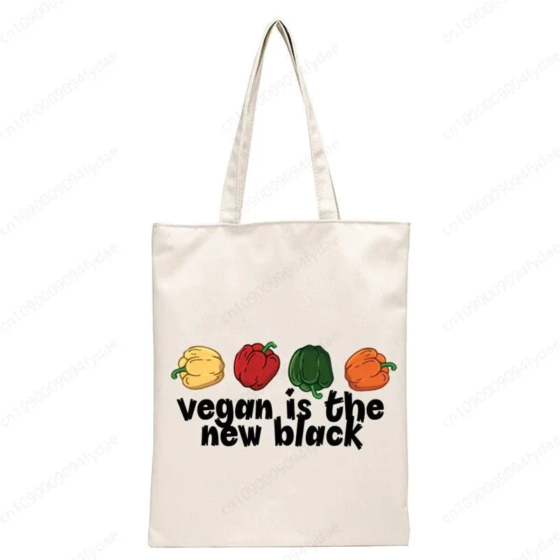 Vegan Women's Canvas Tote: Foldable & Reusable Eco Shopping Bags