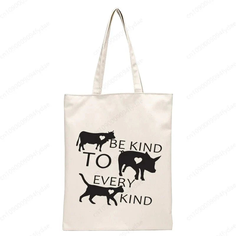 Vegan Women's Canvas Tote: Foldable & Reusable Eco Shopping Bags