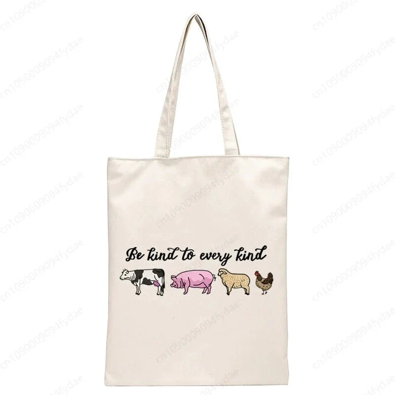 Vegan Women's Canvas Tote: Foldable & Reusable Eco Shopping Bags