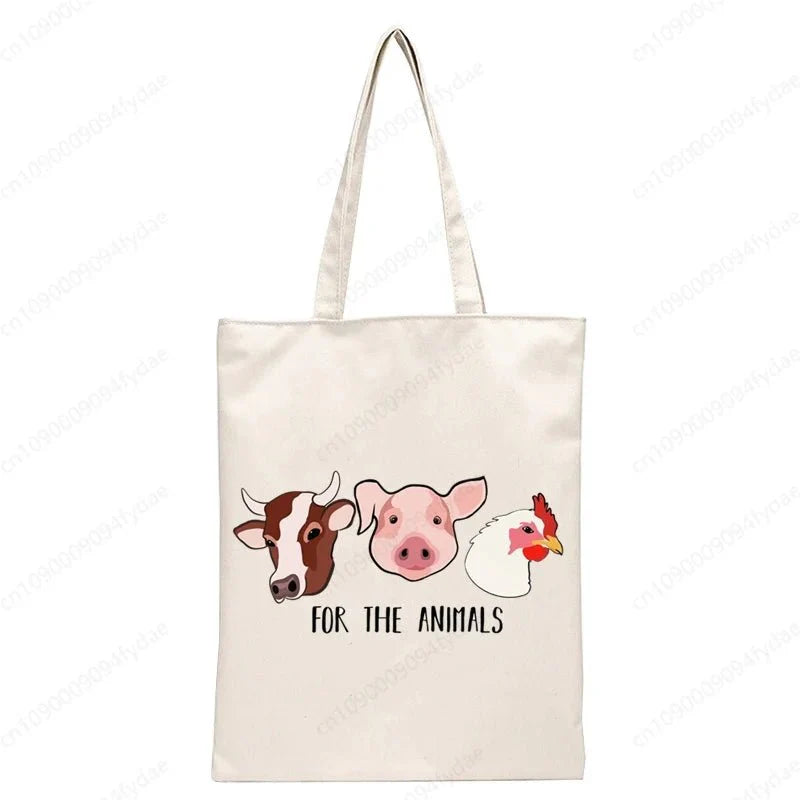 Vegan Women's Canvas Tote: Foldable & Reusable Eco Shopping Bags