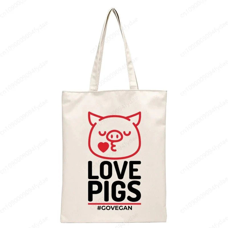 Vegan Women's Canvas Tote: Foldable & Reusable Eco Shopping Bags
