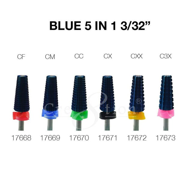 Cre8tion 5 in 1 Nail Filing Bit 3/32" - TITANIUM BLUE