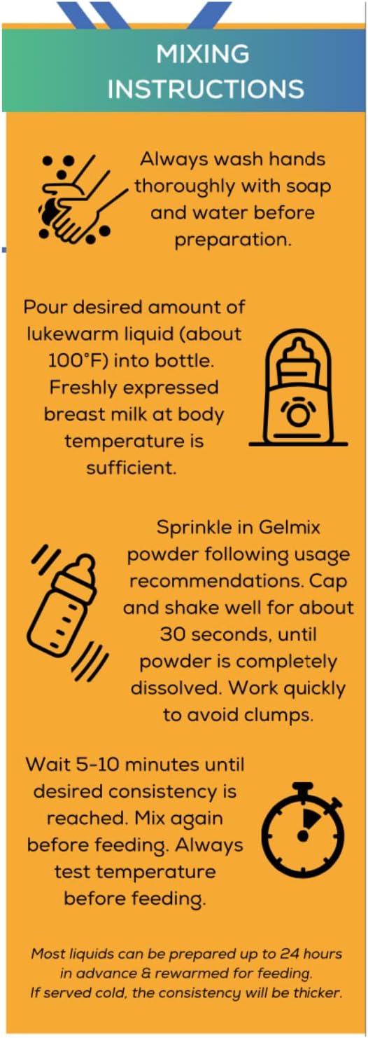 Gelmix Organic Infant Thickener for Breast Milk & Formula, Unflavored