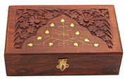 Sheesham Handmade Carved Wood Jewelry Box from India