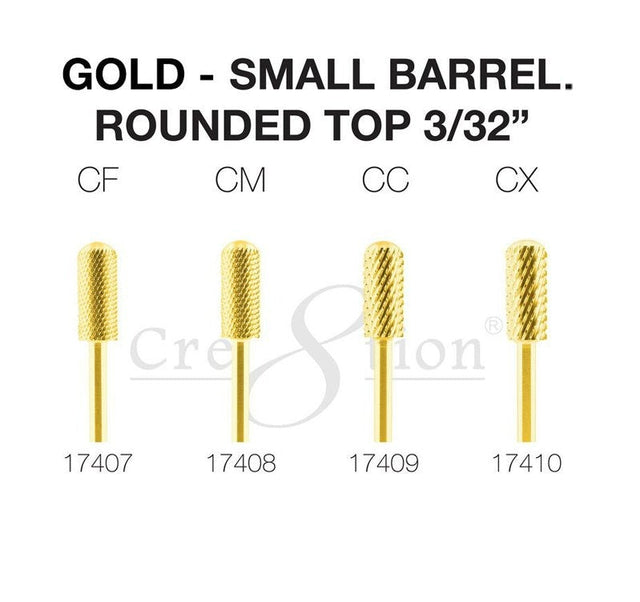 Cre8tion Carbide Small Barrel Round Top 3/32" - GOLD