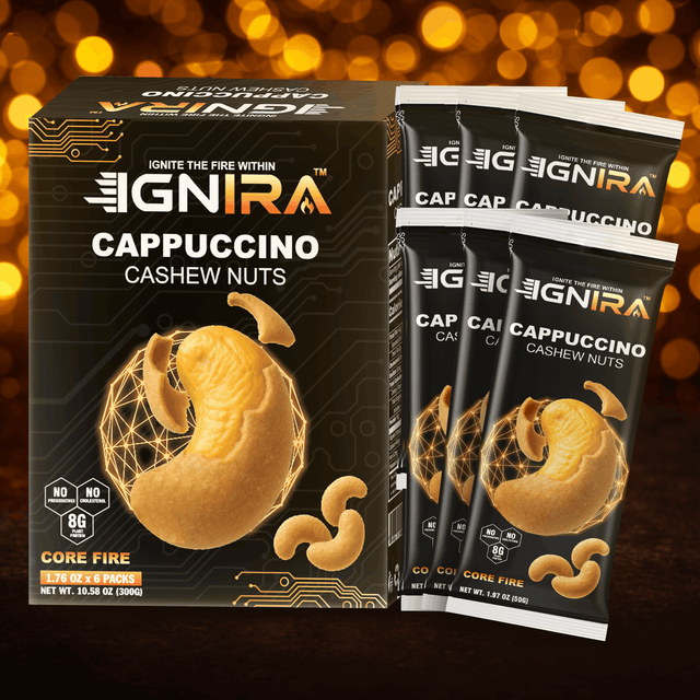IGNIRA Cappuccino Cashew Nuts – Roasted Cashew Nuts with Cappuccino Flavor, Pack of 6 (1.76 oz/unit)
