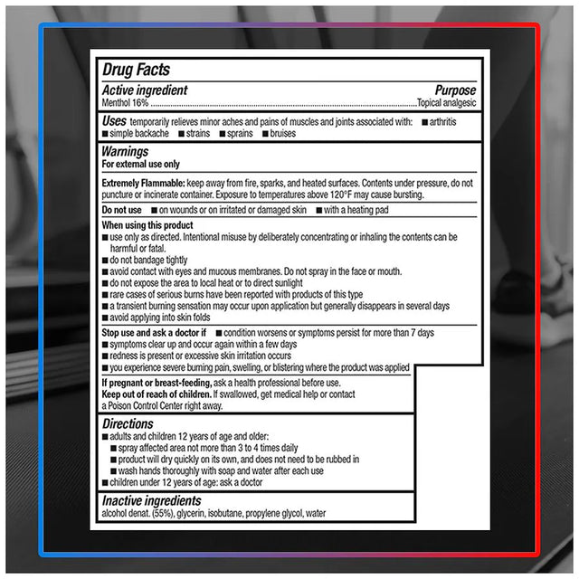 Icy Hot Original Pain Relief Dry Spray with 16% Menthol, 4 oz Spray