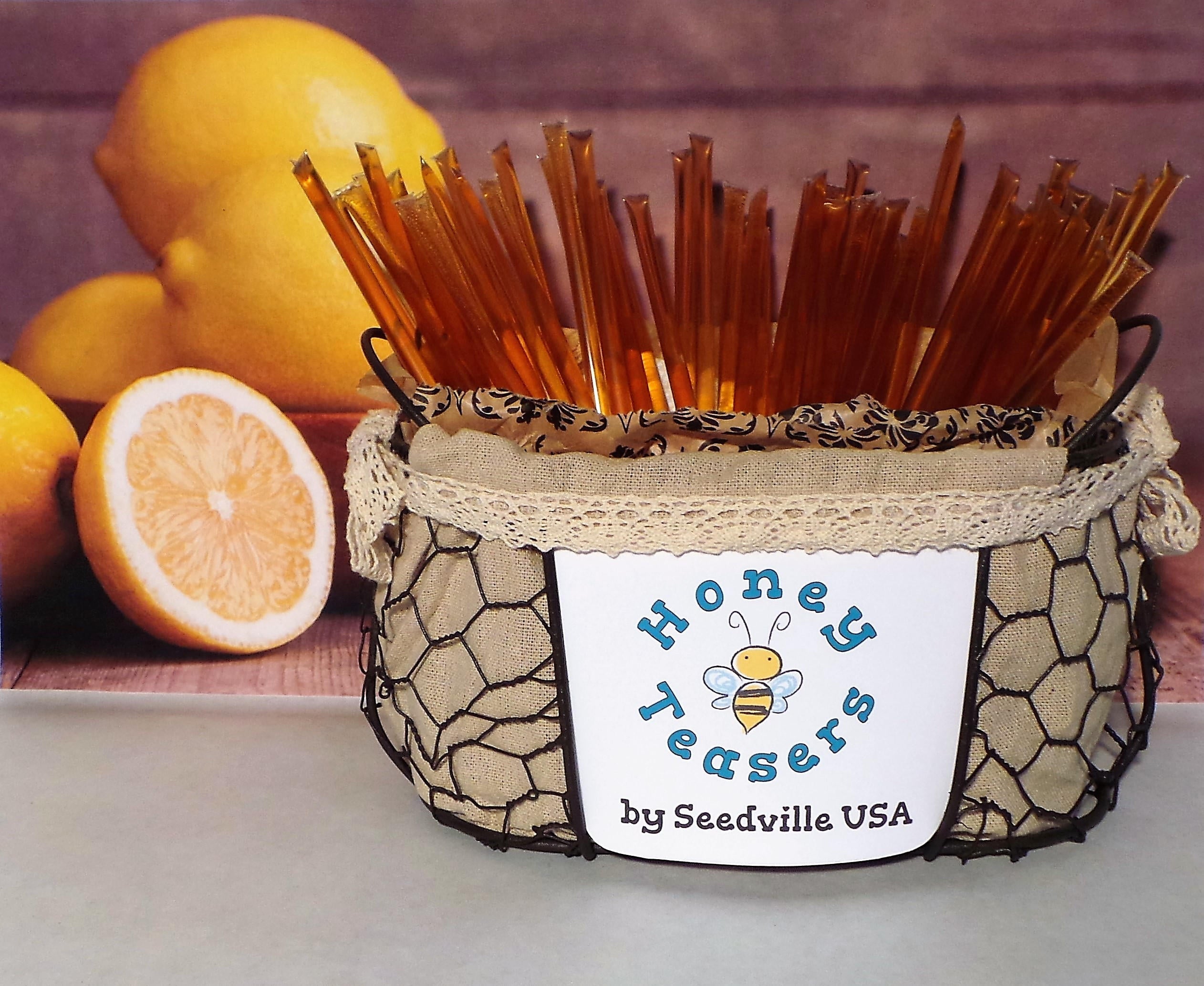 5 Pack LEMON HONEY TEASERS Natural Honey Snack Sticks Honeystix Straws
