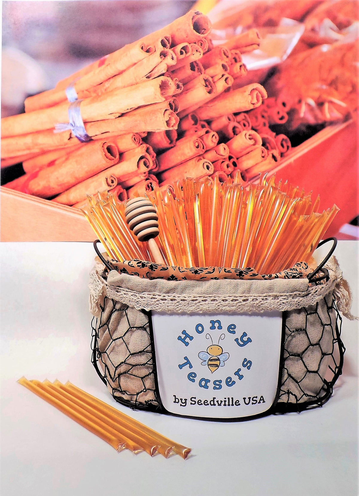 5 Pack CINNAMON HONEY TEASERS Natural Honey Snack Sticks Honeystix Straws
