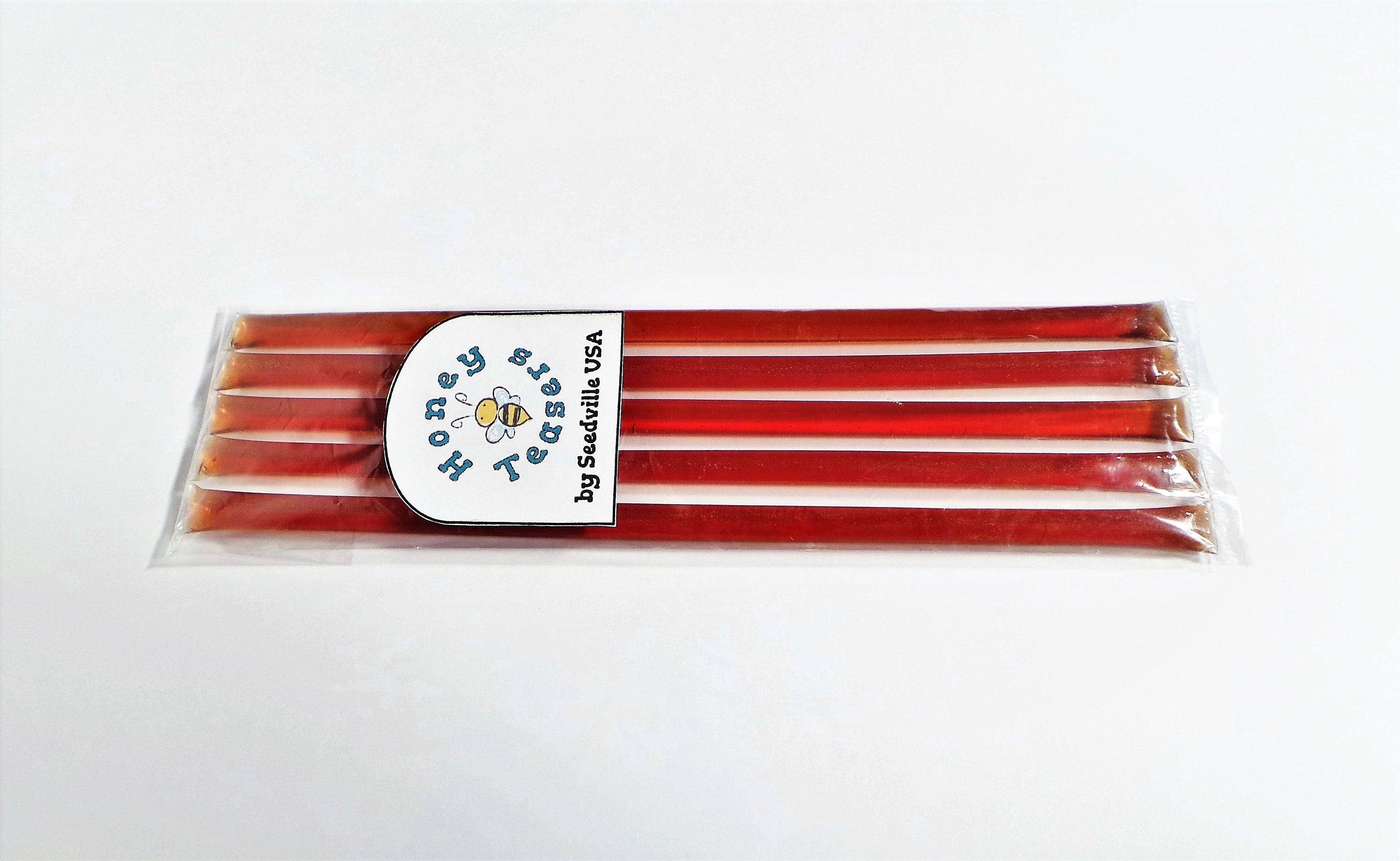 5 Pack CHERRY HONEY TEASERS Natural Honey Snack Sticks Honeystix Straws