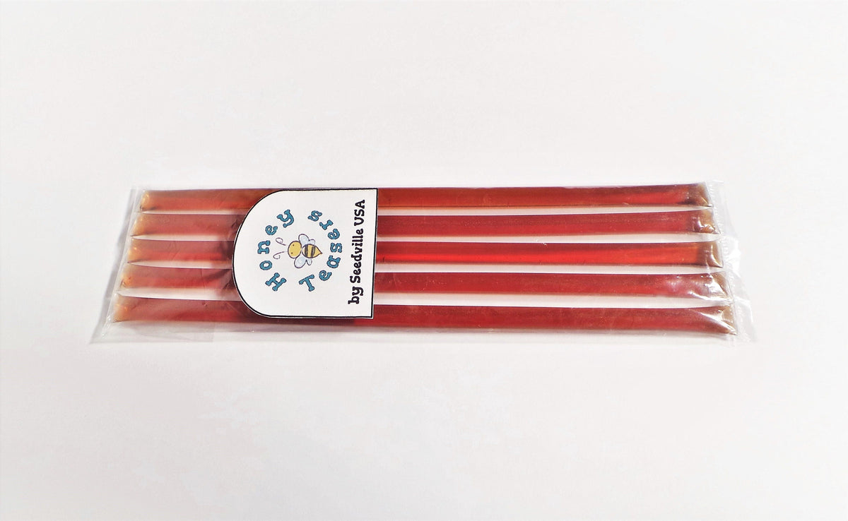 5 Pack GRAPE HONEY TEASERS Natural Honey Snack Sticks Honeystix Straws