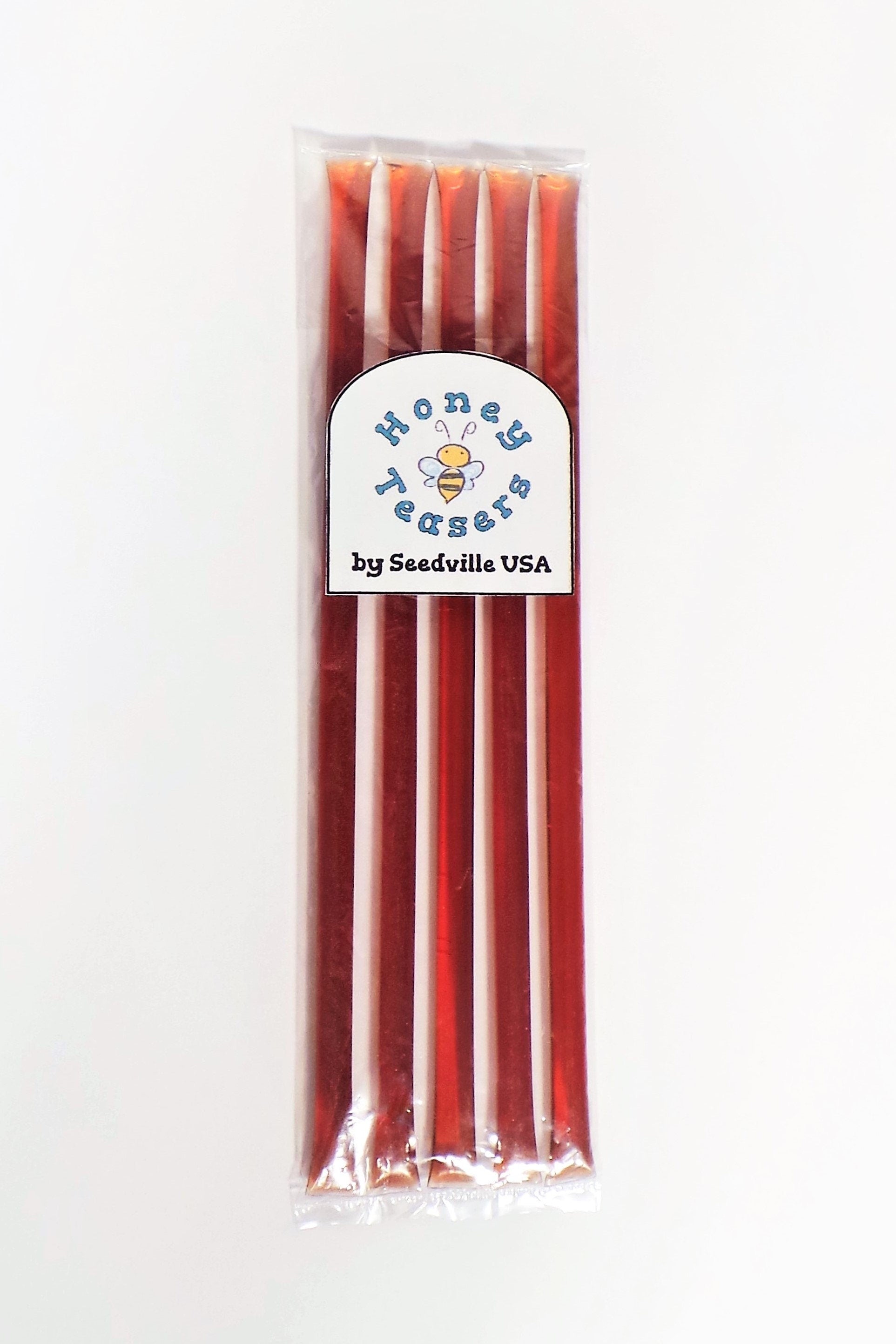 5 Pack CHERRY HONEY TEASERS Natural Honey Snack Sticks Honeystix Straws