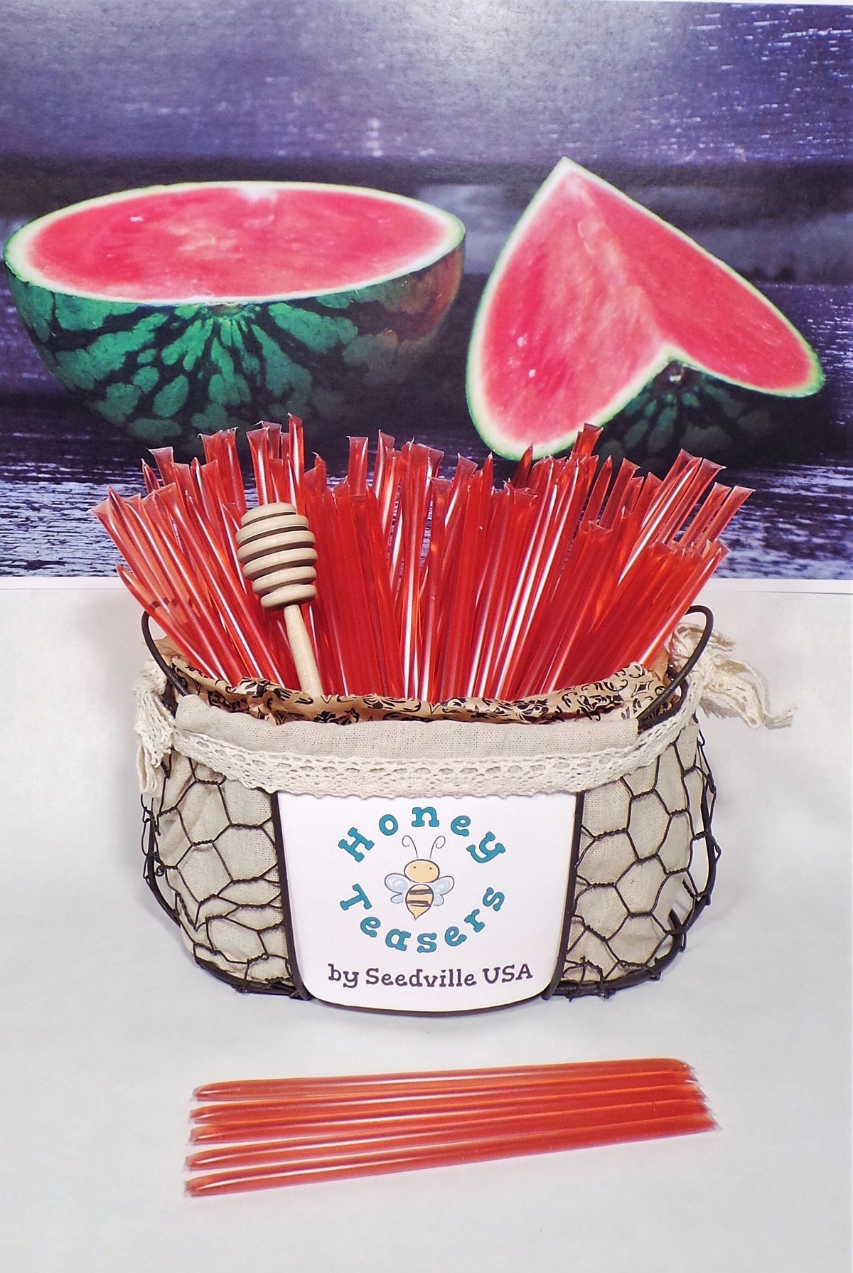 5 Pack WATERMELON HONEY TEASERS Natural Honey Snack Sticks Honeystix Straws
