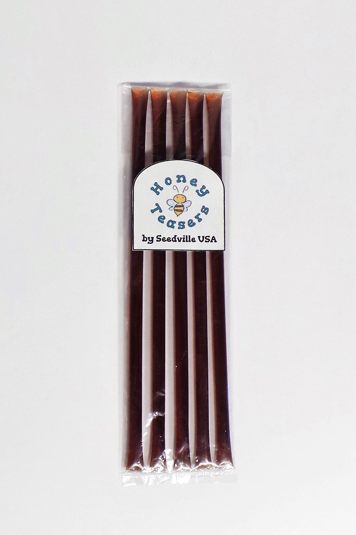 5 Pack CARAMEL HONEY TEASERS Natural Honey Snack Sticks Honeystix Straws