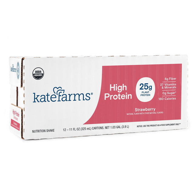 Kate Farms High Protein Nutrition Shake, Strawberry, Case/12