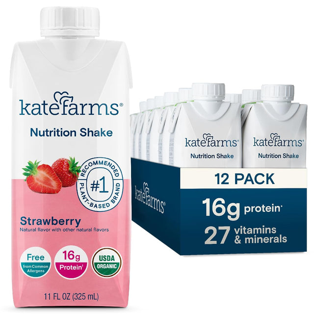 Kate Farms Nutrition Shake, Strawberry, Case/12