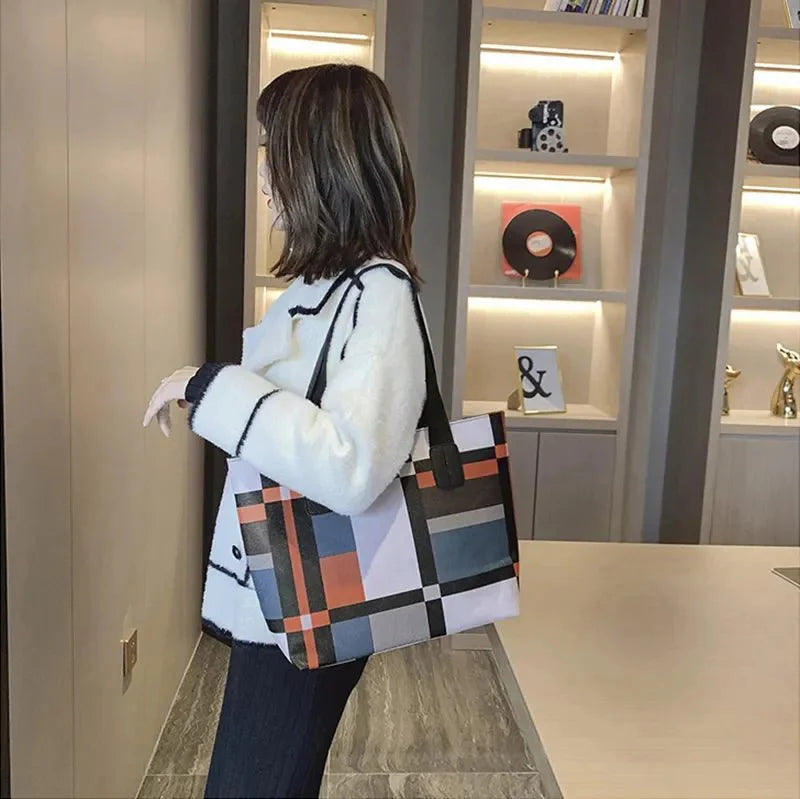 Leather Shoulder Shopping Bag