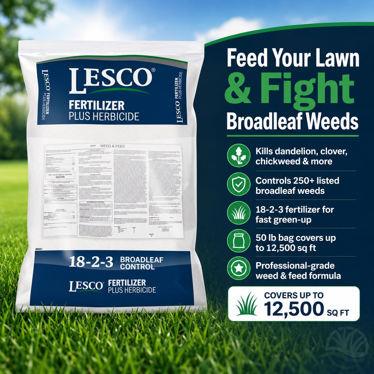 LESCO Weed & Feed 18-2-3 Broadleaf Control