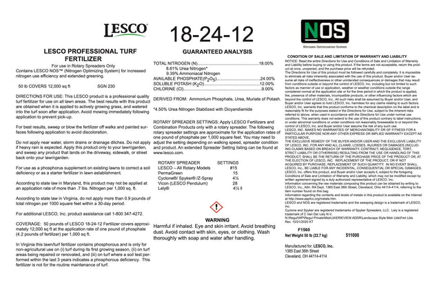 Lesco Starter Fertilizer 18-24-12 with NOS