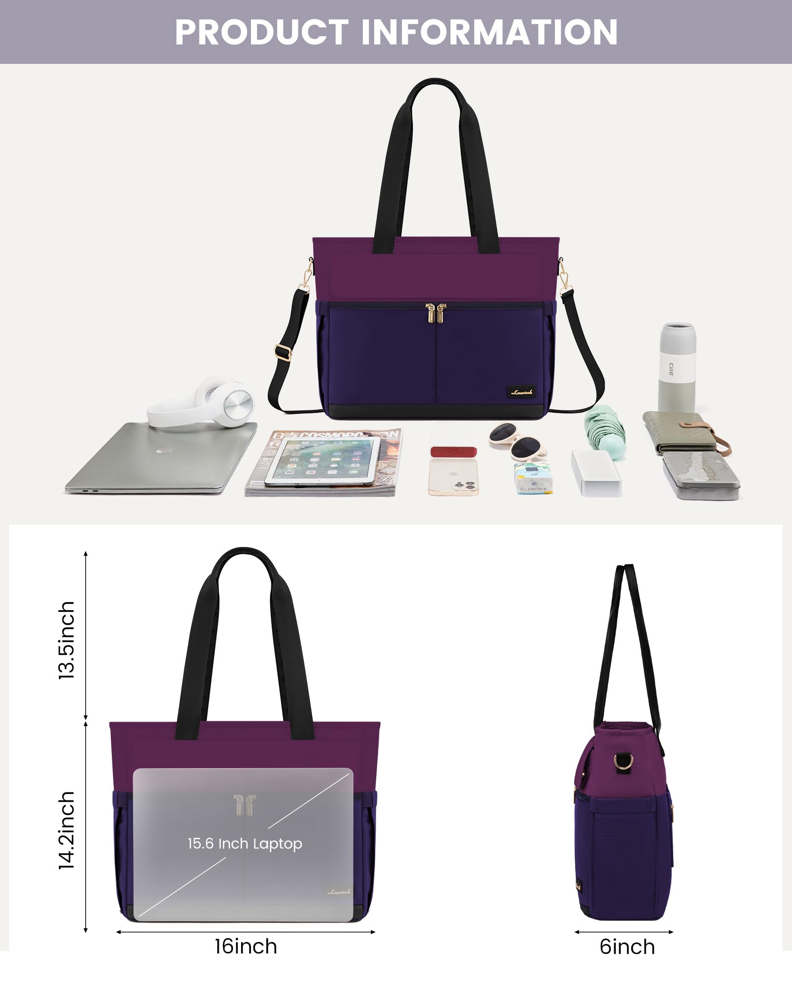 LOVEVOOK Laptop Tote Bag