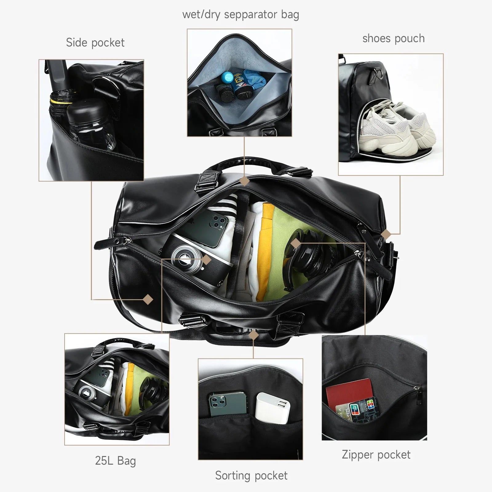 MATE ELAN Men Leather Travel Duffel Bag