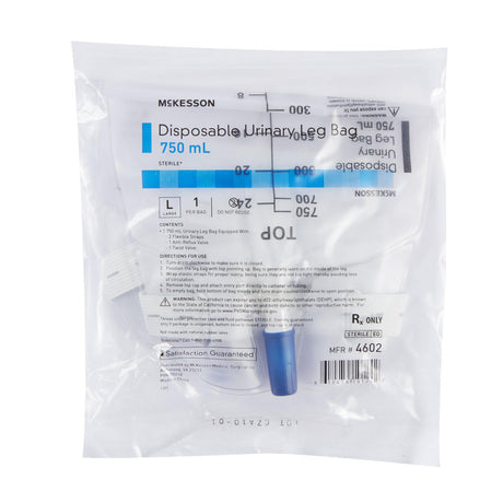 McKesson Urinary Leg Bag with Anti-Reflux Valve, 750 mL