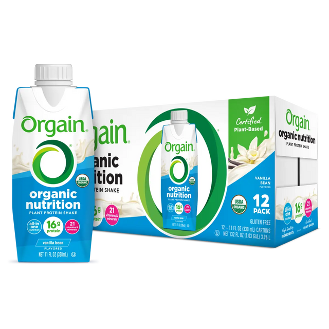 Orgain Organic Vegan Plant Based Nutritional Shake, Vanilla, CS/12